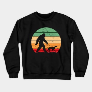 Bigfoot Walking German Shorthaired Pointer Dog Vintage Sunset Crewneck Sweatshirt